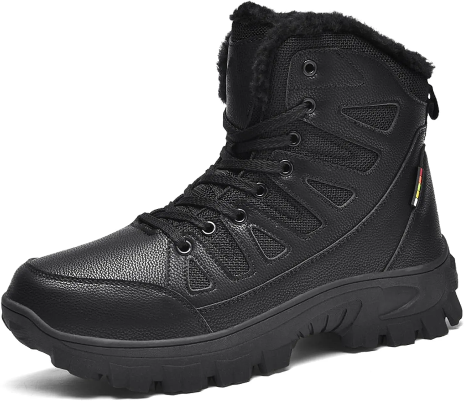 Mens Snow Boots Waterproof Warm Wool Lining Winter Hiking Boots,Non-Slip Outdoor Comfort Warm Work Boots Hiker Trekking Trail