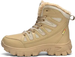 Mens Snow Boots Waterproof Warm Wool Lining Winter Hiking Boots,Non-Slip Outdoor Comfort Warm Work Boots Hiker Trekking Trail