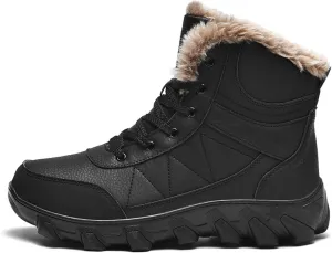 Mens Snow Boots Waterproof Warm Wool Lining Winter Hiking Boots,Non-Slip Outdoor Comfort Warm Work Boots Hiker Trekking Trail