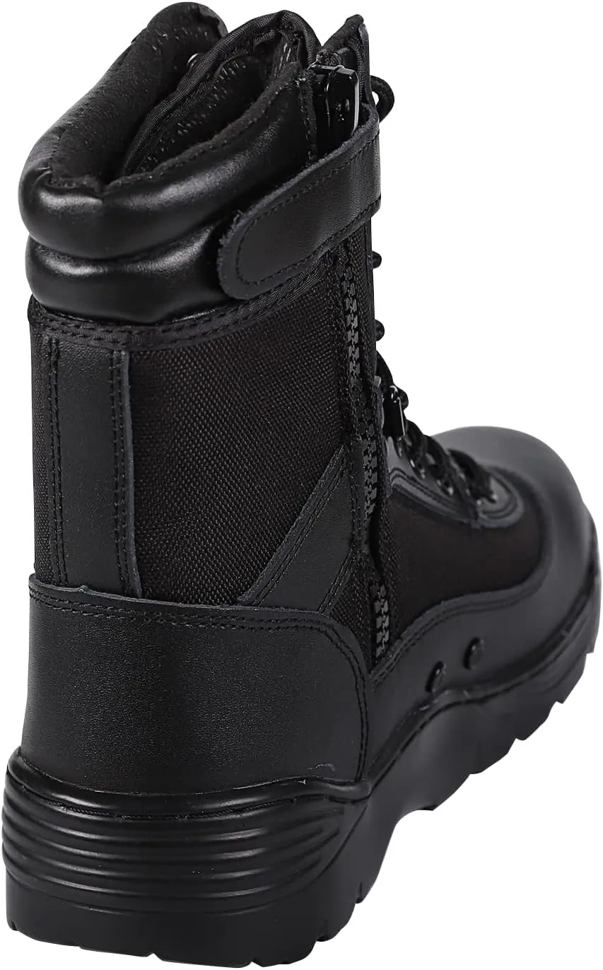 Men's Tactical Boots, Military Boots Army Boots Combat Boots With Side Zipper Black