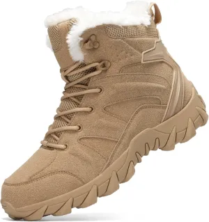 Men's Velvet Thickened Outdoor Hiking Tactical Boots Training Military Boots Waterproof Anti Slip Wear-Resistant Tactical Boots Work Boots Combat Boots