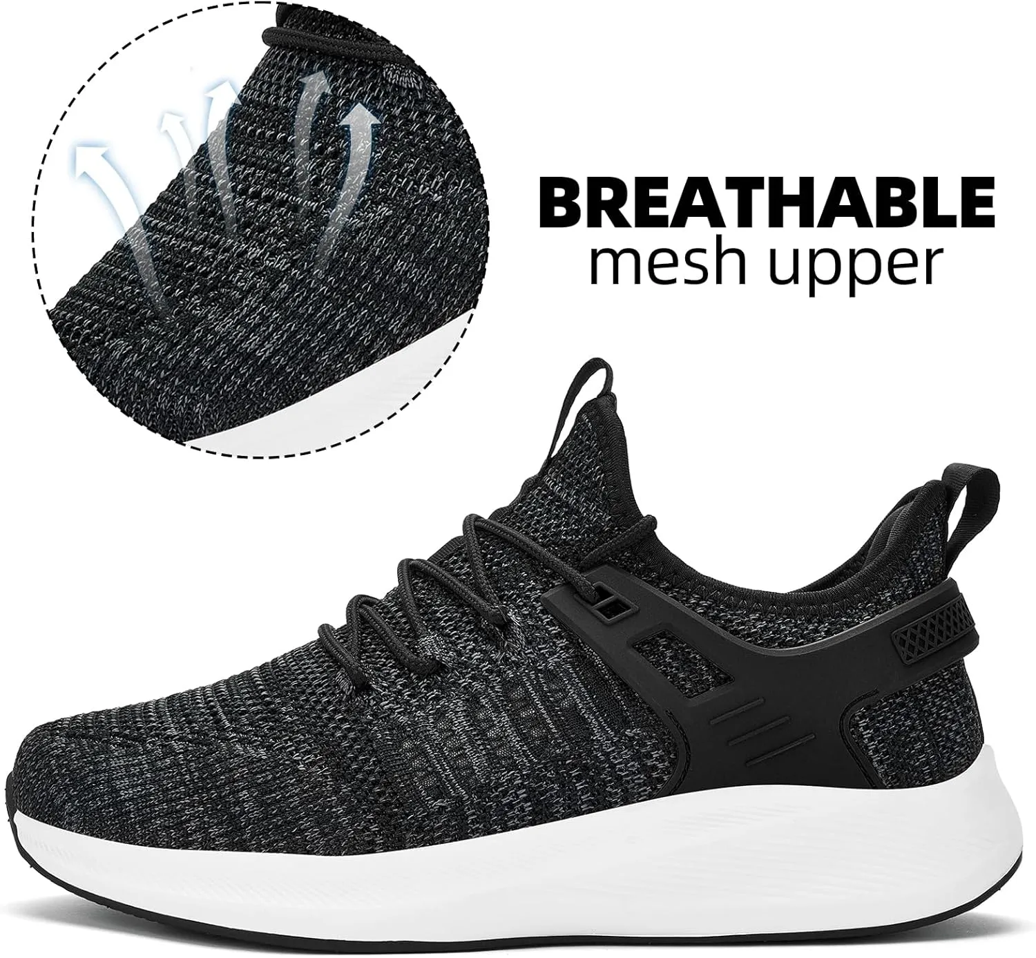 Mens Wide Running Shoes Walking Tennis Shoes Cushioning Wide Sneakers Slip On Sports Work Gym Outdoor Running Sneakers Comfort Lightweight