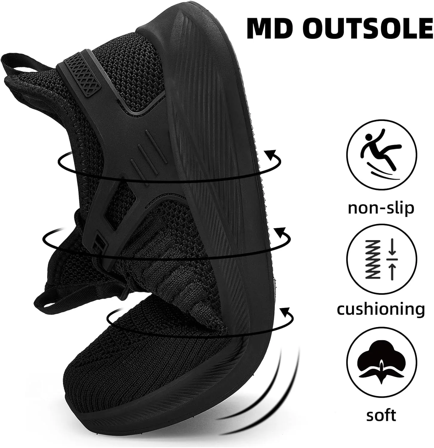 Mens Wide Running Shoes Walking Tennis Shoes Cushioning Wide Sneakers Slip On Sports Work Gym Outdoor Running Sneakers Comfort Lightweight
