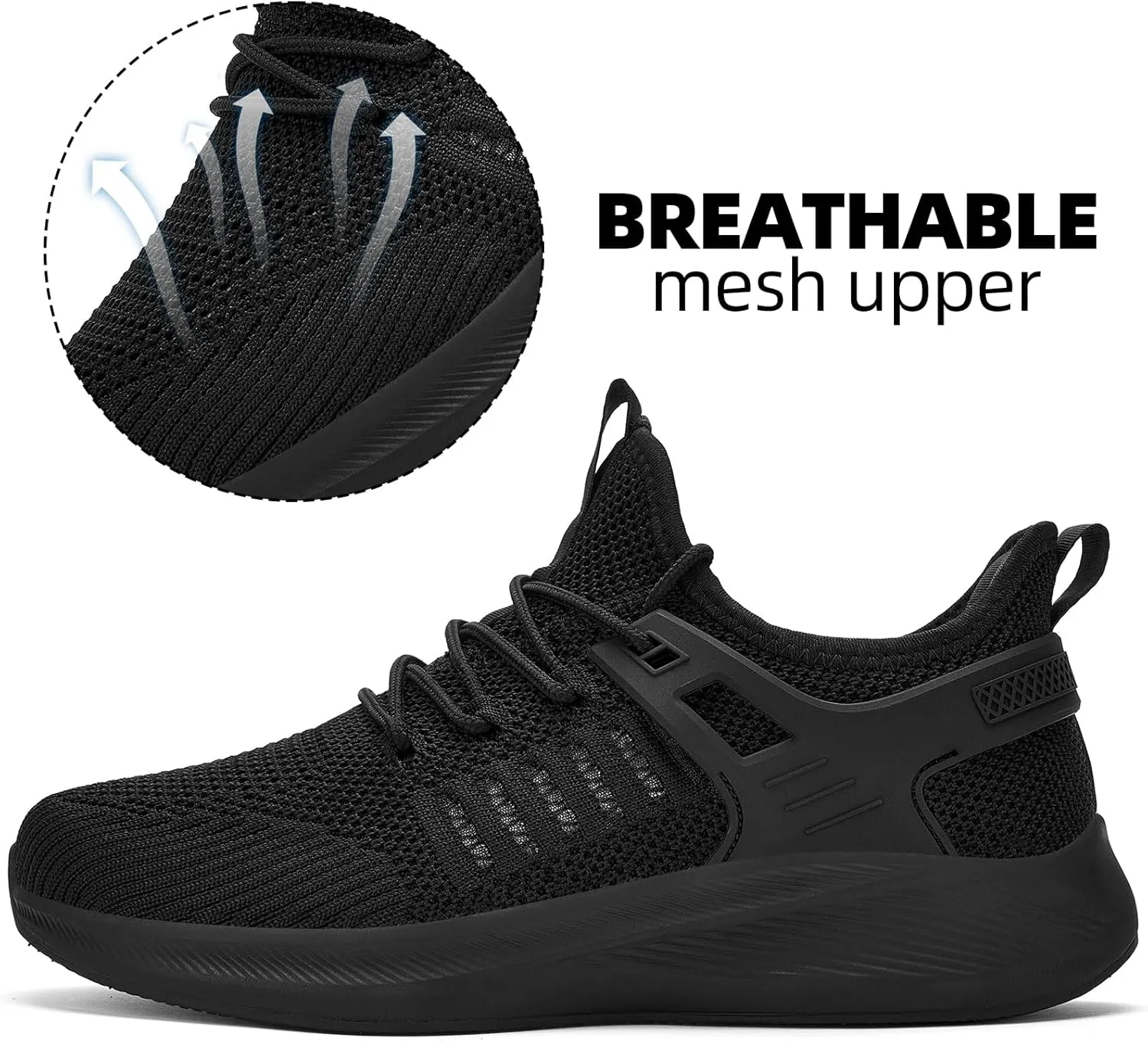 Mens Wide Running Shoes Walking Tennis Shoes Cushioning Wide Sneakers Slip On Sports Work Gym Outdoor Running Sneakers Comfort Lightweight