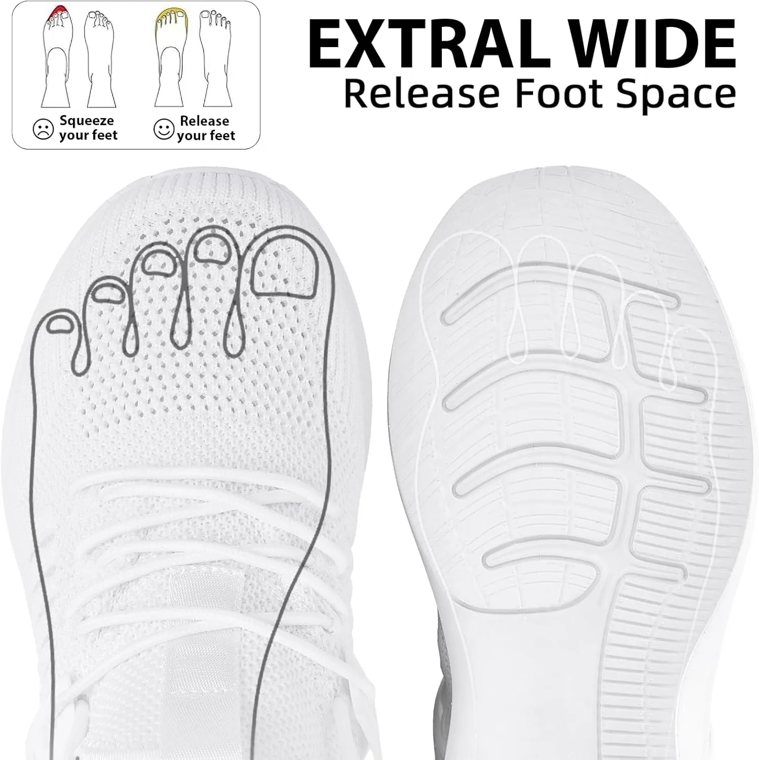 Mens Wide Running Shoes Walking Tennis Shoes Cushioning Wide Sneakers Slip On Sports Work Gym Outdoor Running Sneakers Comfort Lightweight