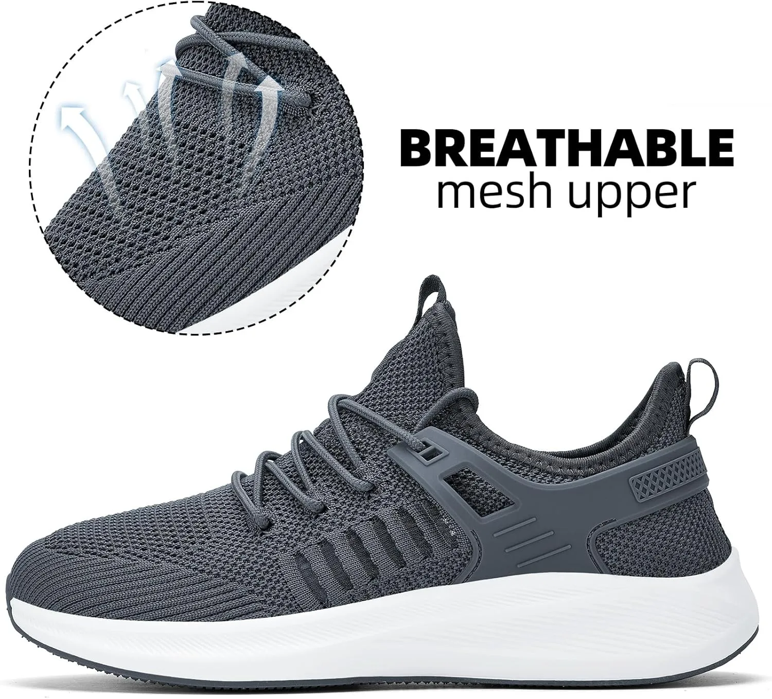 Mens Wide Running Shoes Walking Tennis Shoes Cushioning Wide Sneakers Slip On Sports Work Gym Outdoor Running Sneakers Comfort Lightweight