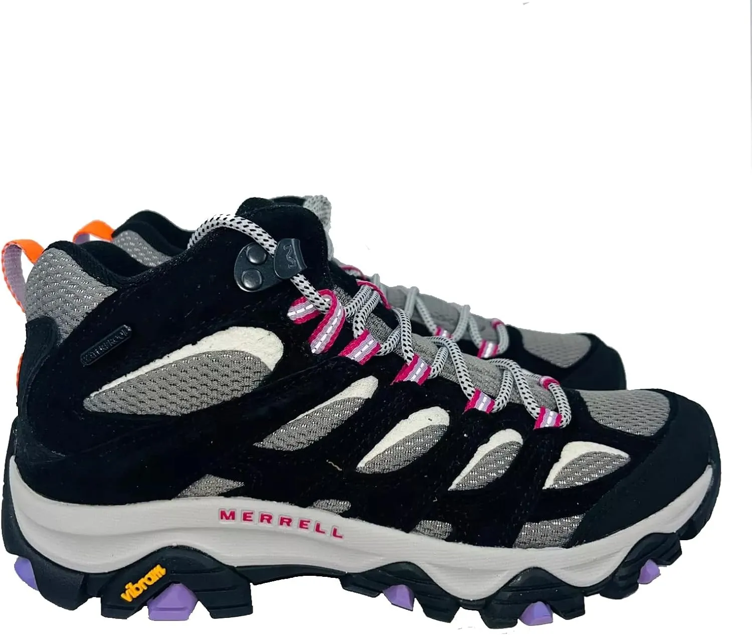 Merrell Moab 3 Hiking Boots for Women, Waterproof, Vibram Outsole (Black/Orchid, US Footwear Size System, Adult, Women, Numeric 7.5)