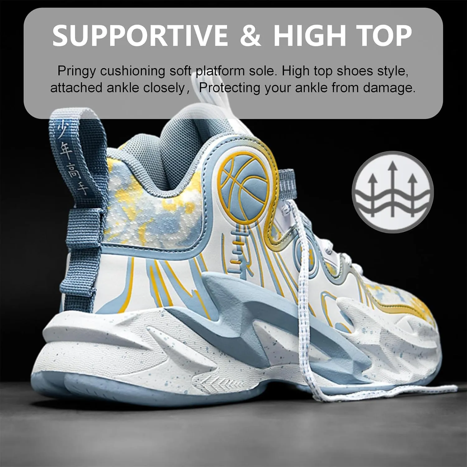 Moodeng Men's Basketball Shoes Anti-Slip Breathable Running Shoes Fahsion Sneakers Lightweight Outdoor Gym Shoes
