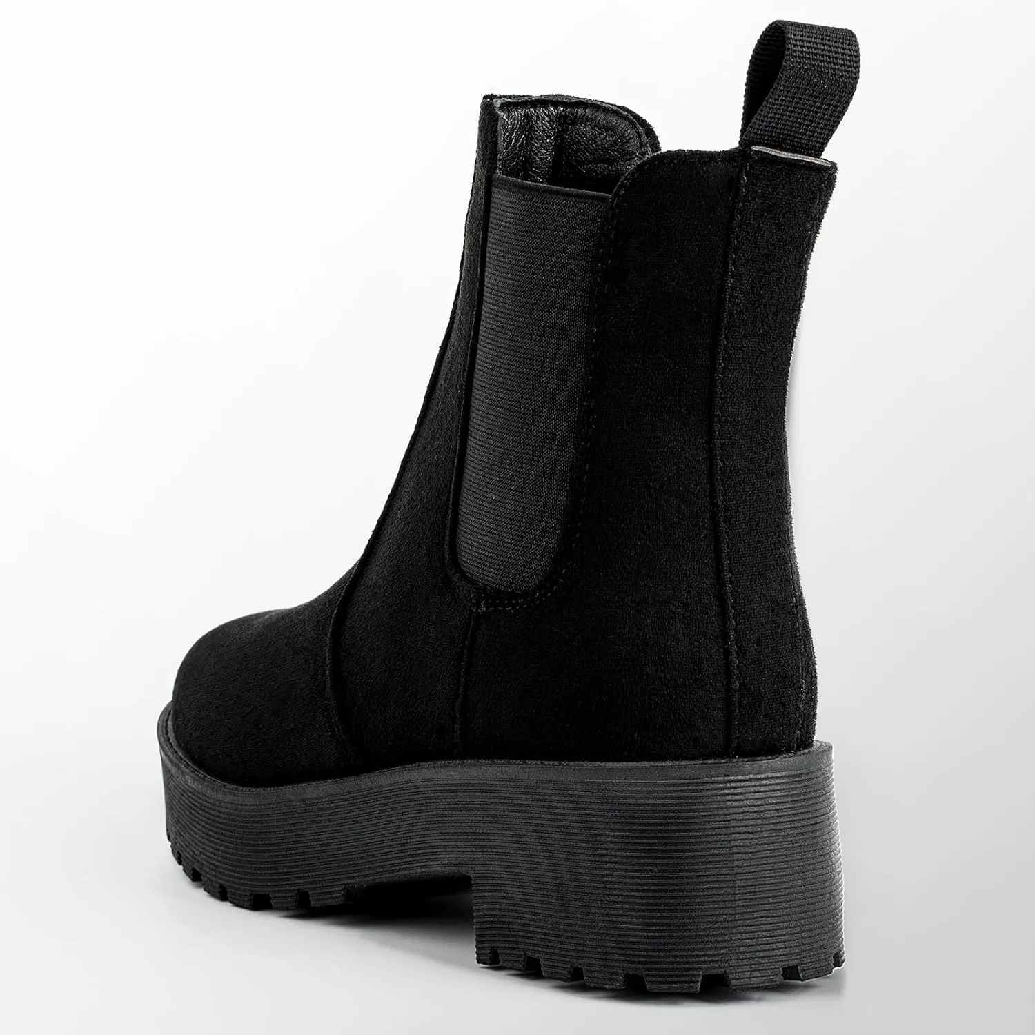 MUSSHOE Chelsea Chunky Heel Hiking Boots Womens Fall Ankle Platform Combat Boot Slip On Winter Moto Booties for Women Comfy