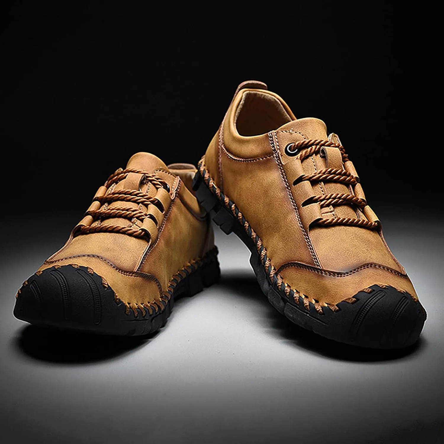 New Men's Casual Shoes Handmade Outdoor Travel Fashion Versatile British Leather Shoes Mens Go Walk Max Sneaker