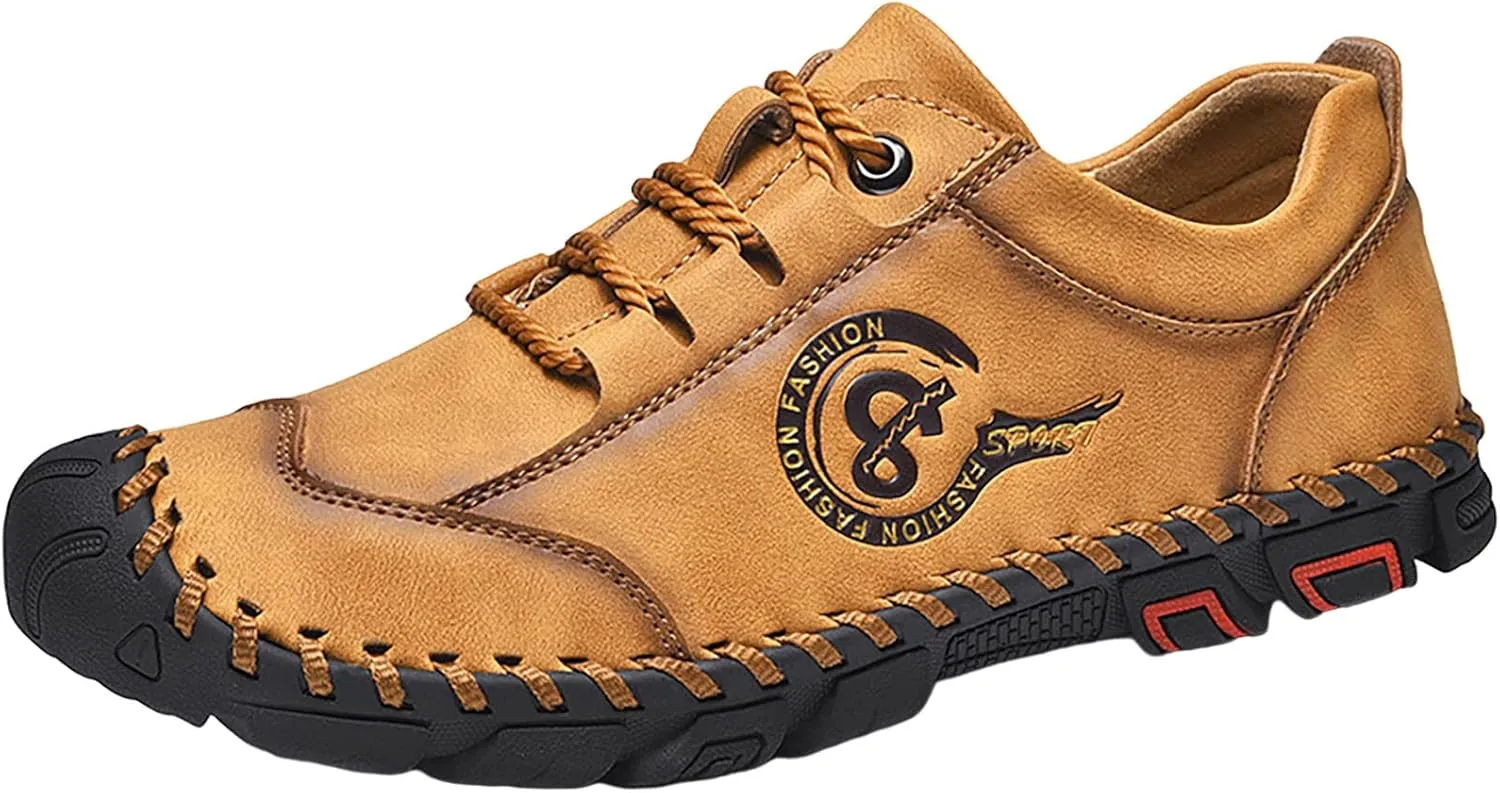 New Men's Casual Shoes Handmade Outdoor Travel Fashion Versatile British Leather Shoes Mens Go Walk Max Sneaker