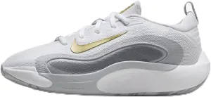 Nike IsoFly Big Kids' Basketball Shoes (FN4384-100, White/Cool Grey/Wolf Grey/Metallic Gold Star) Size 4.5