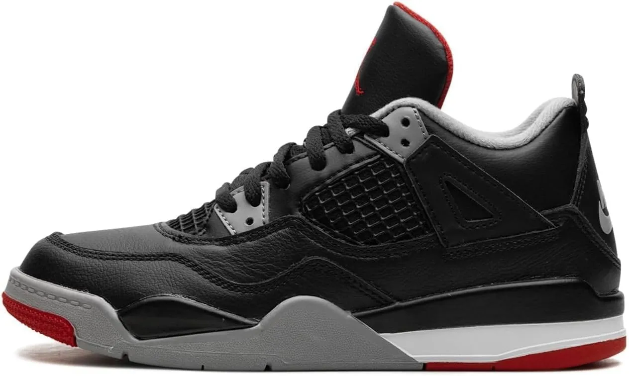 NIKE Jordan 4 Bred Reimagined Pre School Size 3Y Black/Fire Red-Cement Grey (BQ7669-006)