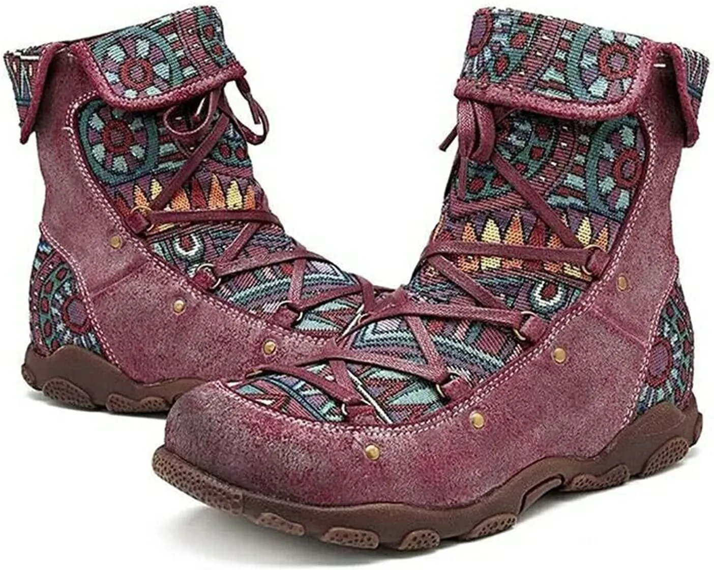 oiangi Boots for Women Ankle Booties Fashion Comfy Leather Arch Support Steel Toe Zipper Bohemian Boots Waterproof and Windproof Soft Damping Shoes