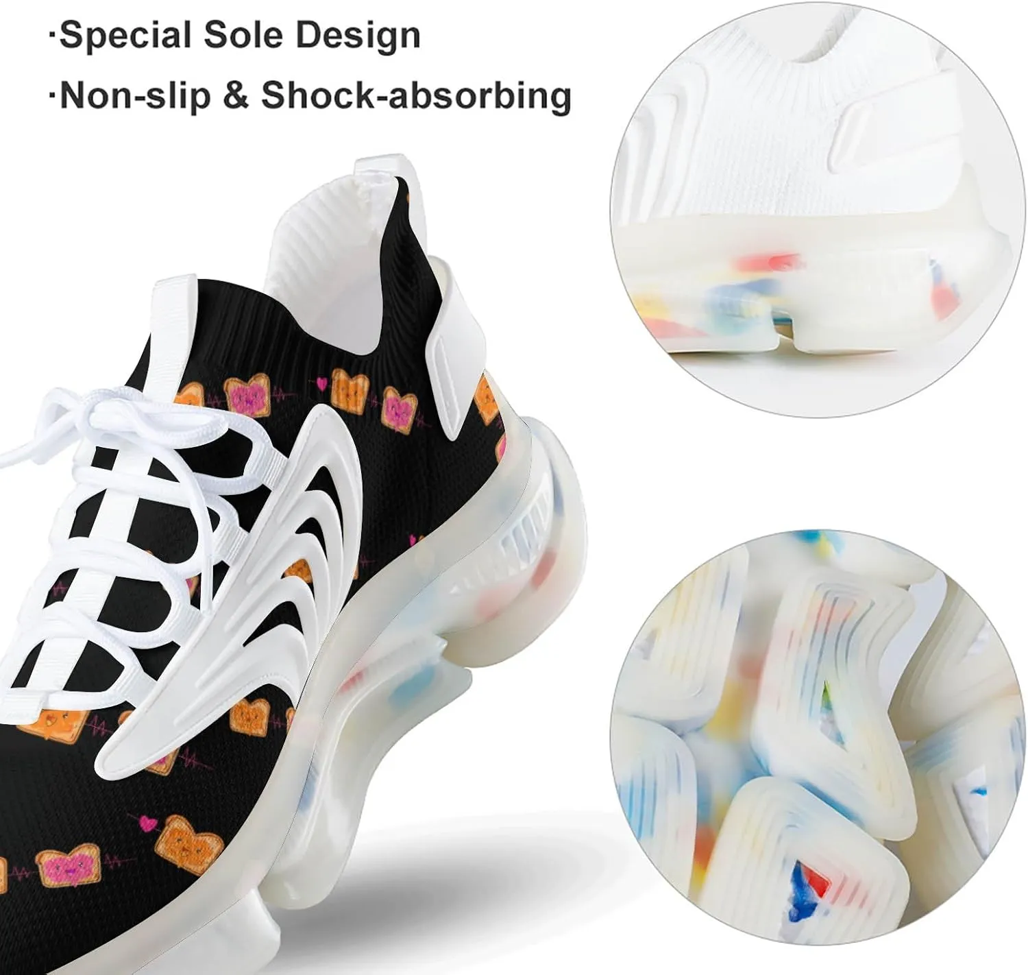 Peanut Butter Jelly Heartbeat Men's Running Shoes Lightweight Walking Shoe Breathable Sneaker