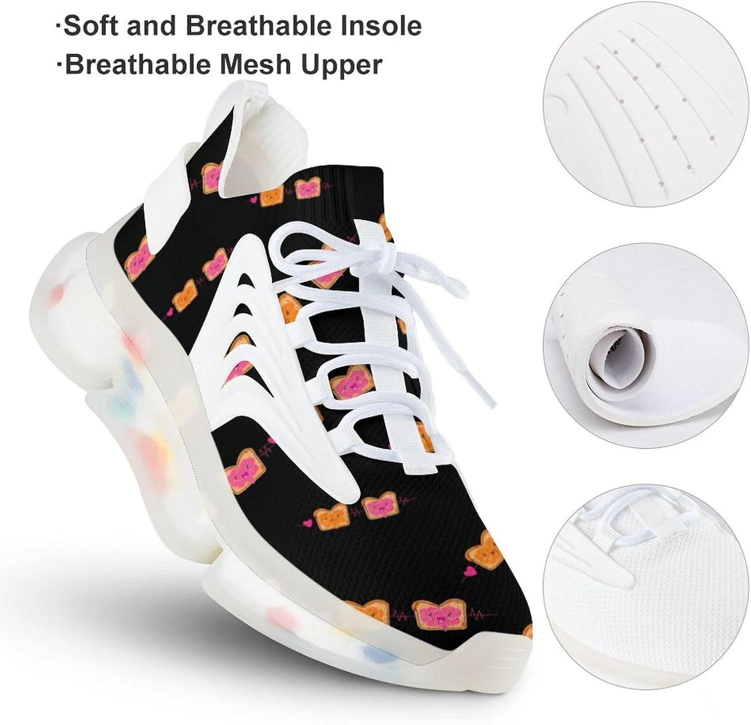 Peanut Butter Jelly Heartbeat Men's Running Shoes Lightweight Walking Shoe Breathable Sneaker