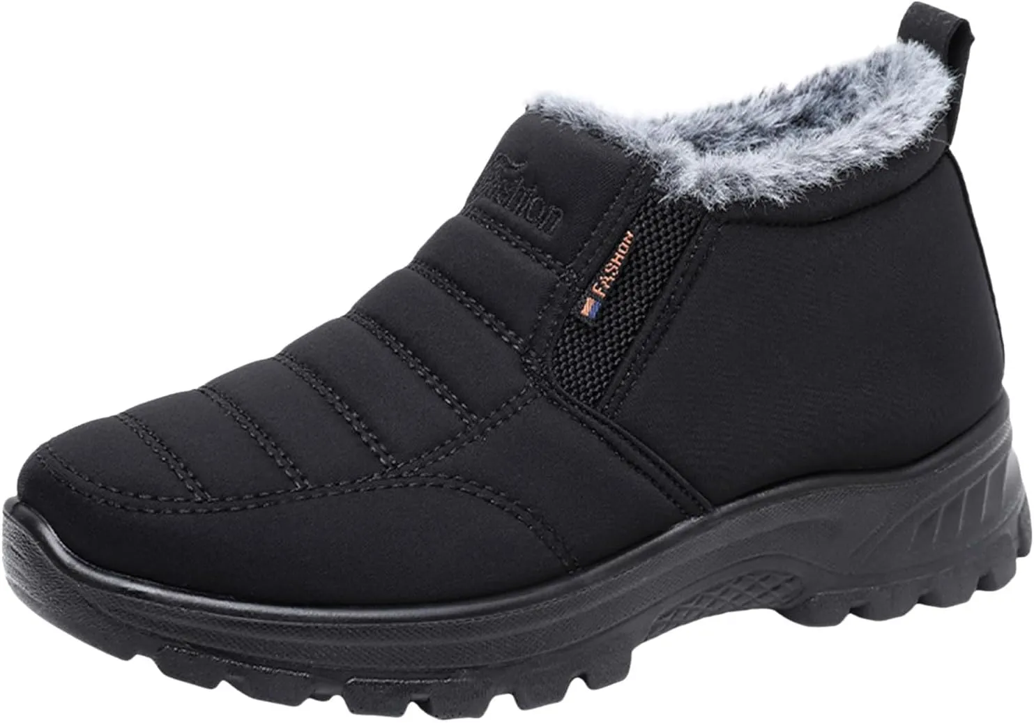 peqiut Womens Snow Boots Winter Snow Shoes Non Slip Fleece Cotton Winter Ankle Boots Solid Color Warm Booties (Black, 8.5)