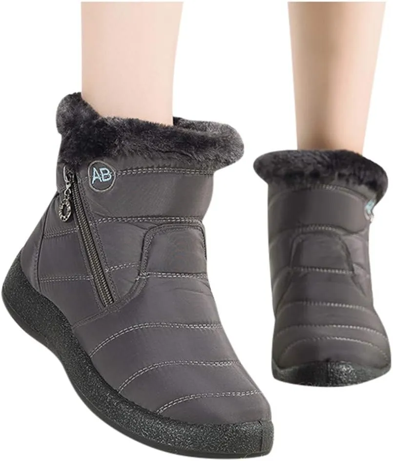 peqiut Womens Snow Boots Winter Snow Shoes Non Slip Fleece Cotton Winter Solid Color Ankle Boots Warm Booties Comfort