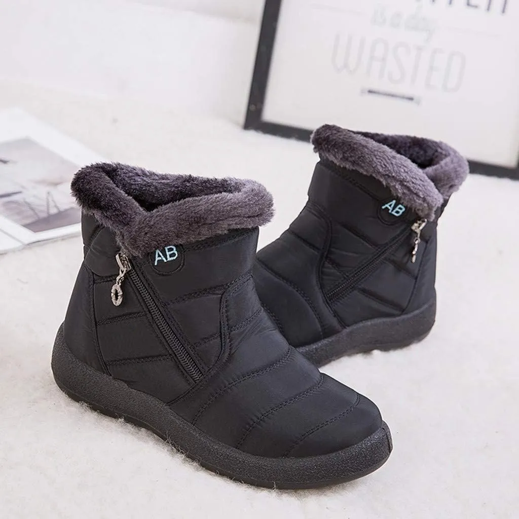 peqiut Womens Snow Boots Winter Snow Shoes Non Slip Fleece Cotton Winter Solid Color Ankle Boots Warm Booties Comfort
