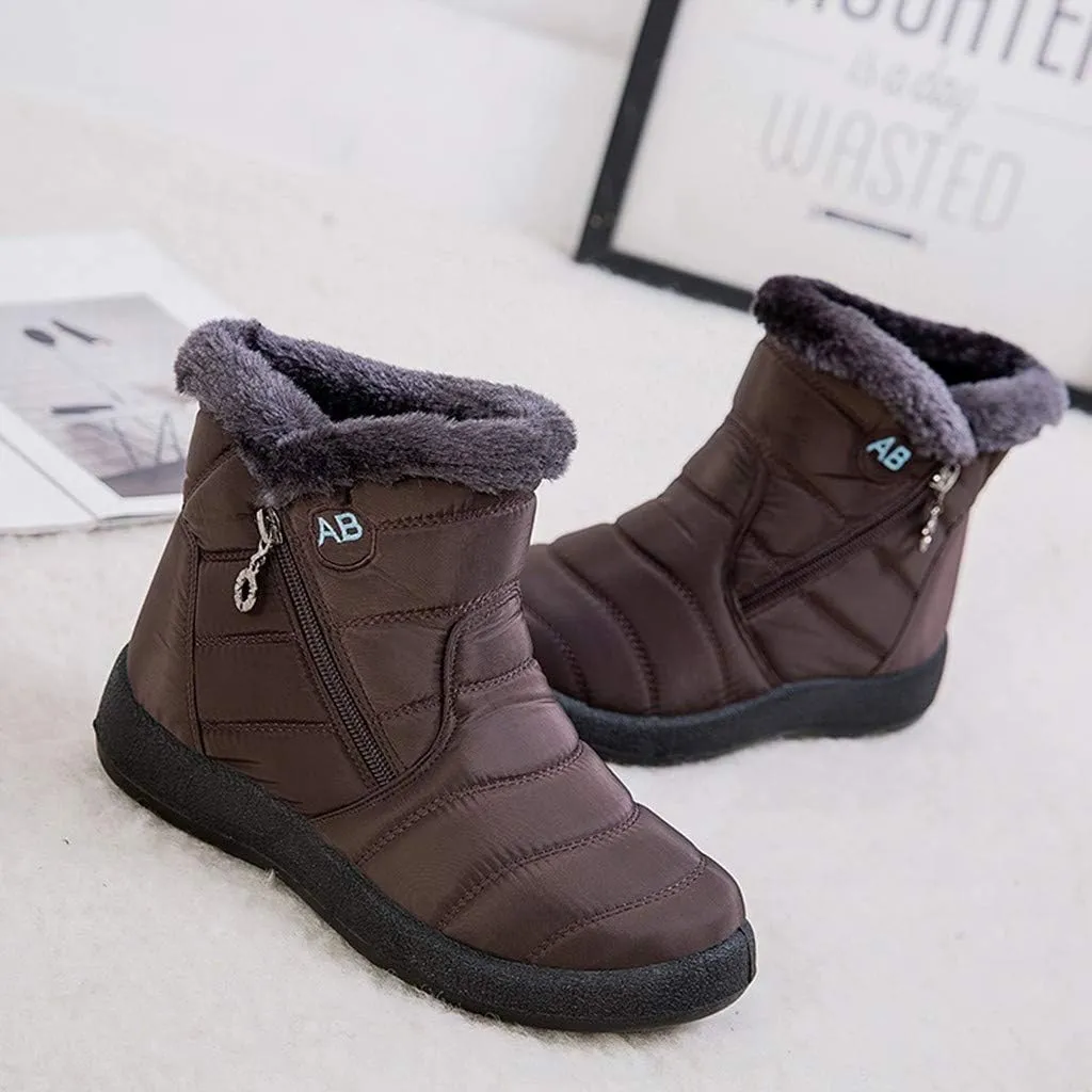 peqiut Womens Snow Boots Winter Snow Shoes Non Slip Fleece Cotton Winter Solid Color Ankle Boots Warm Booties Comfort