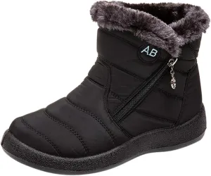 peqiut Womens Snow Boots Winter Snow Shoes Non Slip Fleece Cotton Winter Solid Color Ankle Boots Warm Booties Comfort