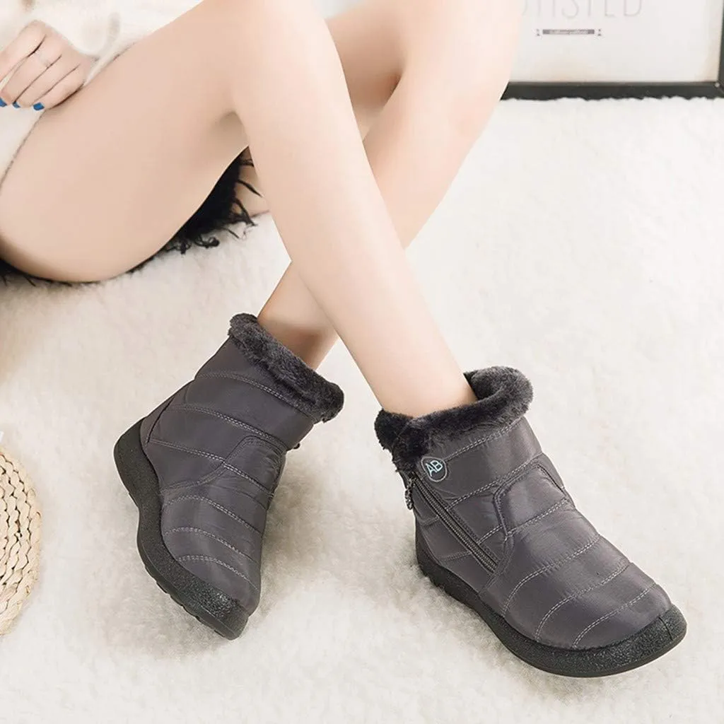 peqiut Womens Snow Boots Winter Snow Shoes Non Slip Fleece Cotton Winter Solid Color Ankle Boots Warm Booties Comfort