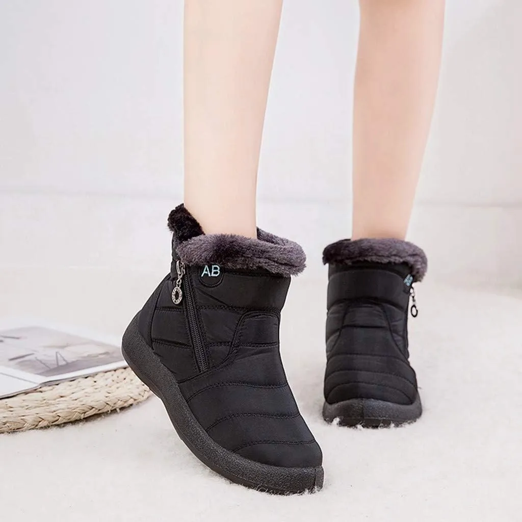 peqiut Womens Snow Boots Winter Snow Shoes Non Slip Fleece Cotton Winter Solid Color Ankle Boots Warm Booties Comfort