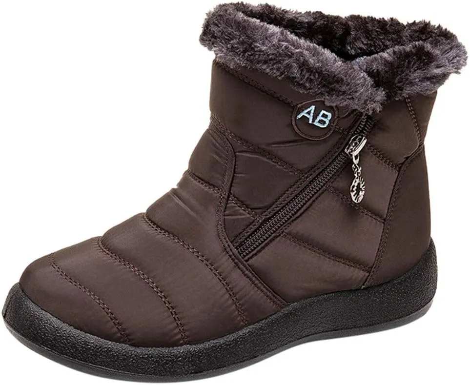 peqiut Womens Snow Boots Winter Snow Shoes Non Slip Fleece Cotton Winter Solid Color Ankle Boots Warm Booties Comfort