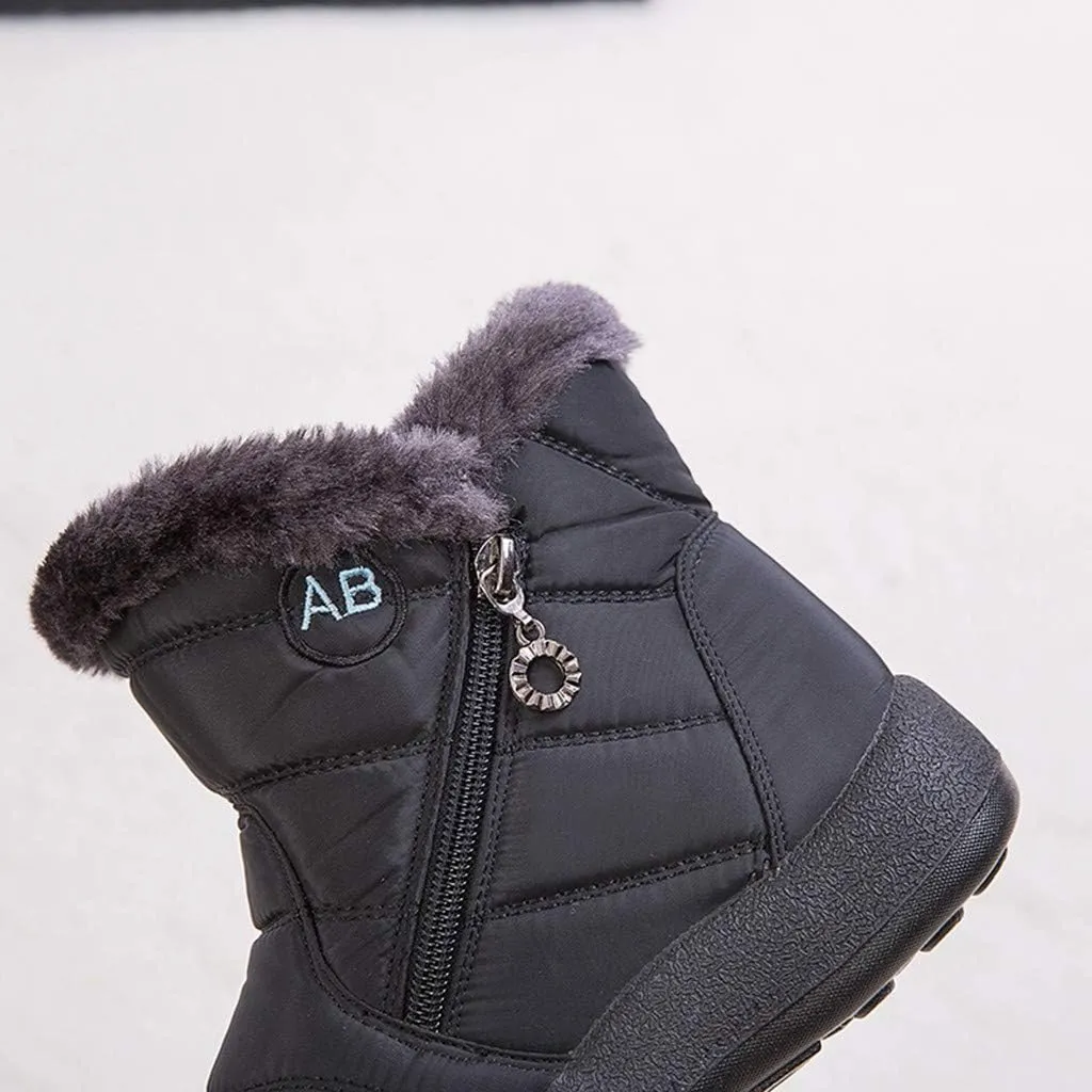 peqiut Womens Snow Boots Winter Snow Shoes Non Slip Fleece Cotton Winter Solid Color Ankle Boots Warm Booties Comfort
