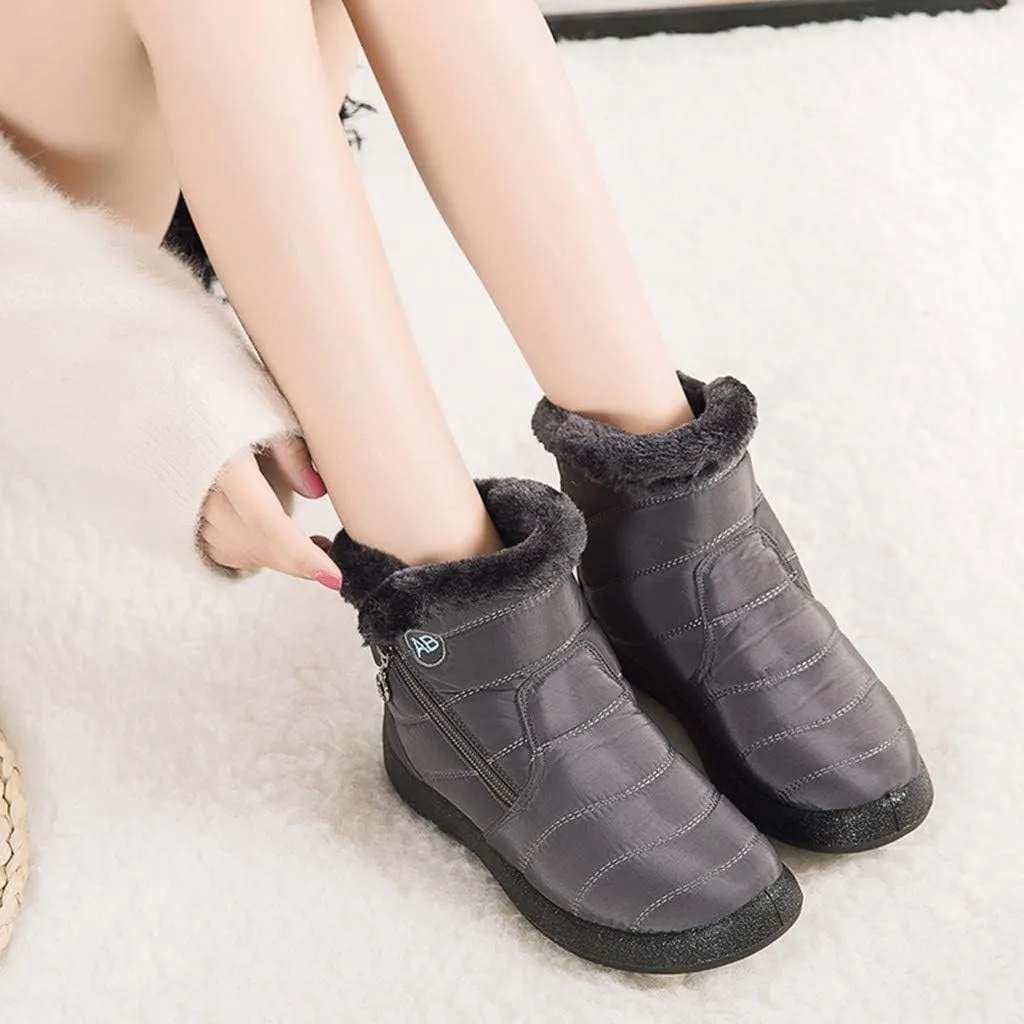 peqiut Womens Snow Boots Winter Snow Shoes Non Slip Fleece Cotton Winter Solid Color Ankle Boots Warm Booties Comfort