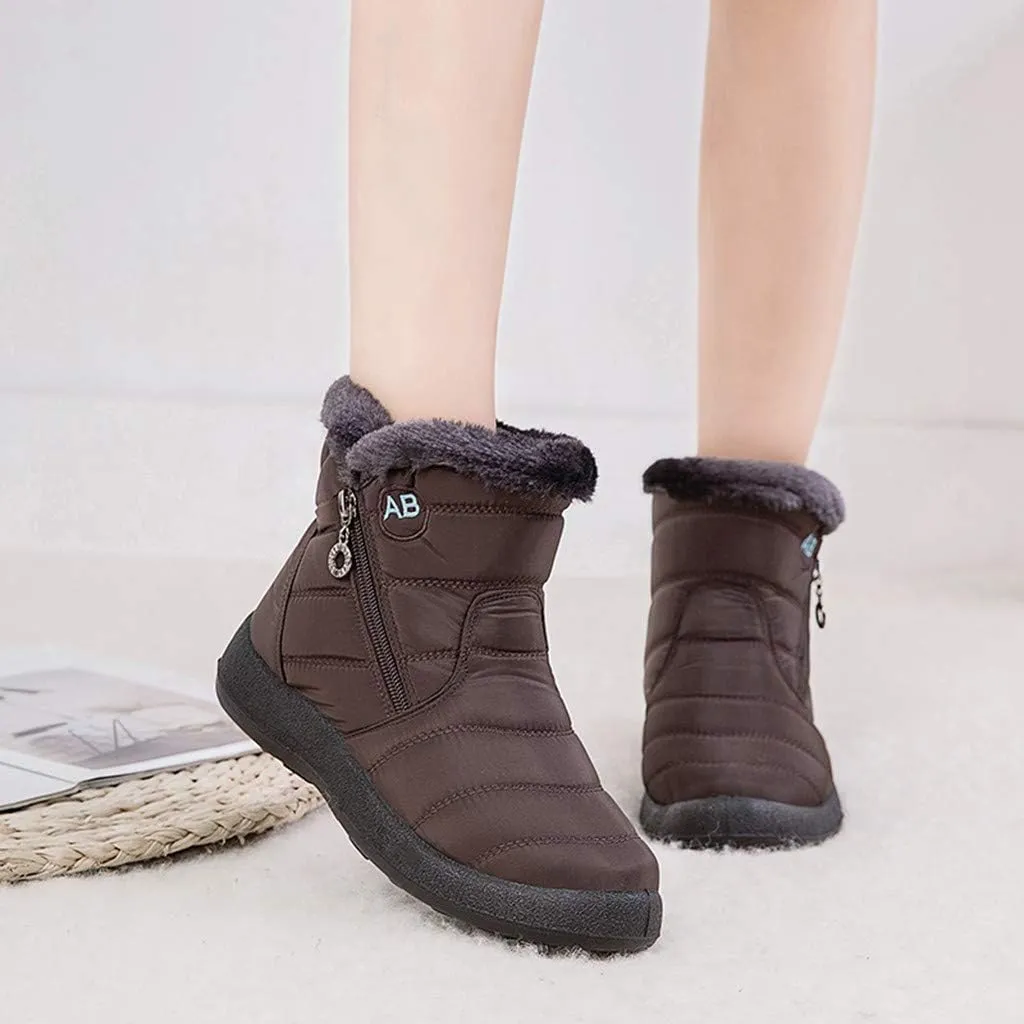 peqiut Womens Snow Boots Winter Snow Shoes Non Slip Fleece Cotton Winter Solid Color Ankle Boots Warm Booties Comfort