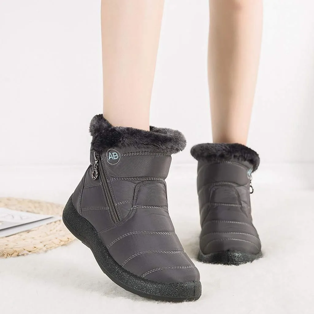 peqiut Womens Snow Boots Winter Snow Shoes Non Slip Fleece Cotton Winter Solid Color Ankle Boots Warm Booties Comfort