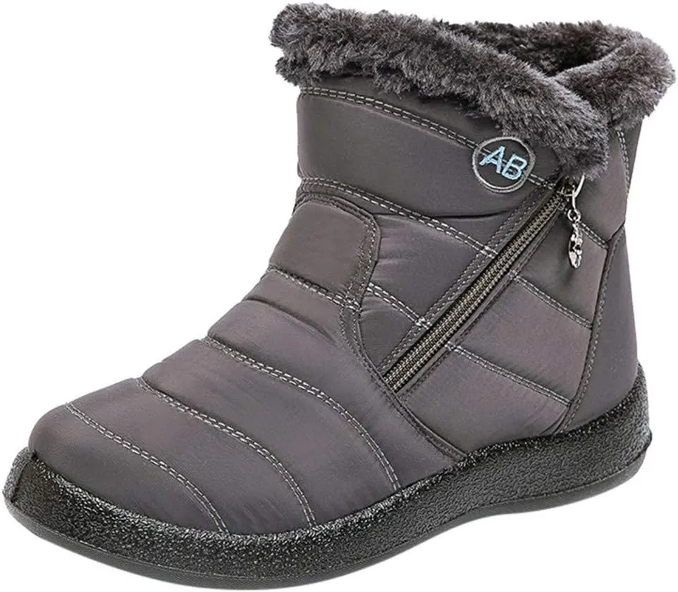 peqiut Womens Snow Boots Winter Snow Shoes Non Slip Fleece Cotton Winter Solid Color Ankle Boots Warm Booties Comfort