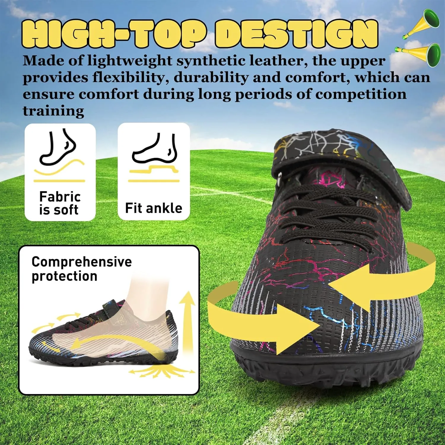 RDGO Boys Girls Soccer Cleats Lace Up Cleats(Little Kid/Big Kid)/AG