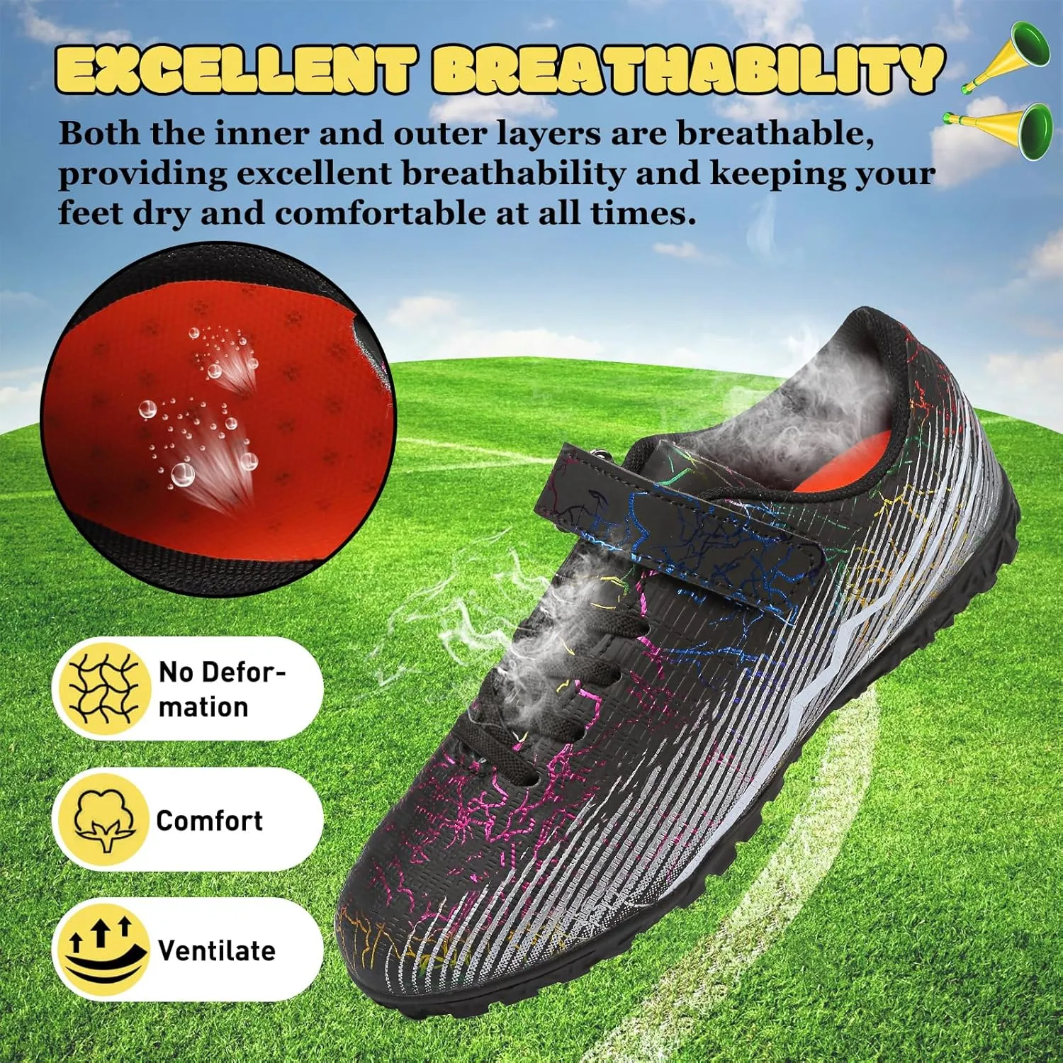 RDGO Boys Girls Soccer Cleats Lace Up Cleats(Little Kid/Big Kid)/AG