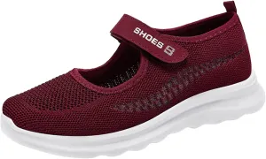 Running Shoes for Women Flat Bottom Non Slip Mesh Breathable Shoes Hook Loop Recovery Shoes for Elderly Women
