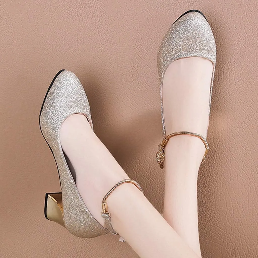 Silver Dress Sandals with Wedge for Women Low Heels Comfortable Chunky Heels Shoes Round Toe Wedding Work Loafer