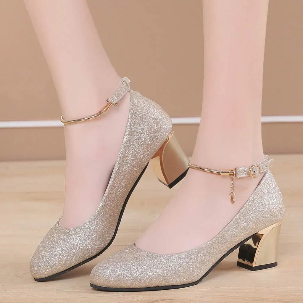 Silver Dress Sandals with Wedge for Women Low Heels Comfortable Chunky Heels Shoes Round Toe Wedding Work Loafer