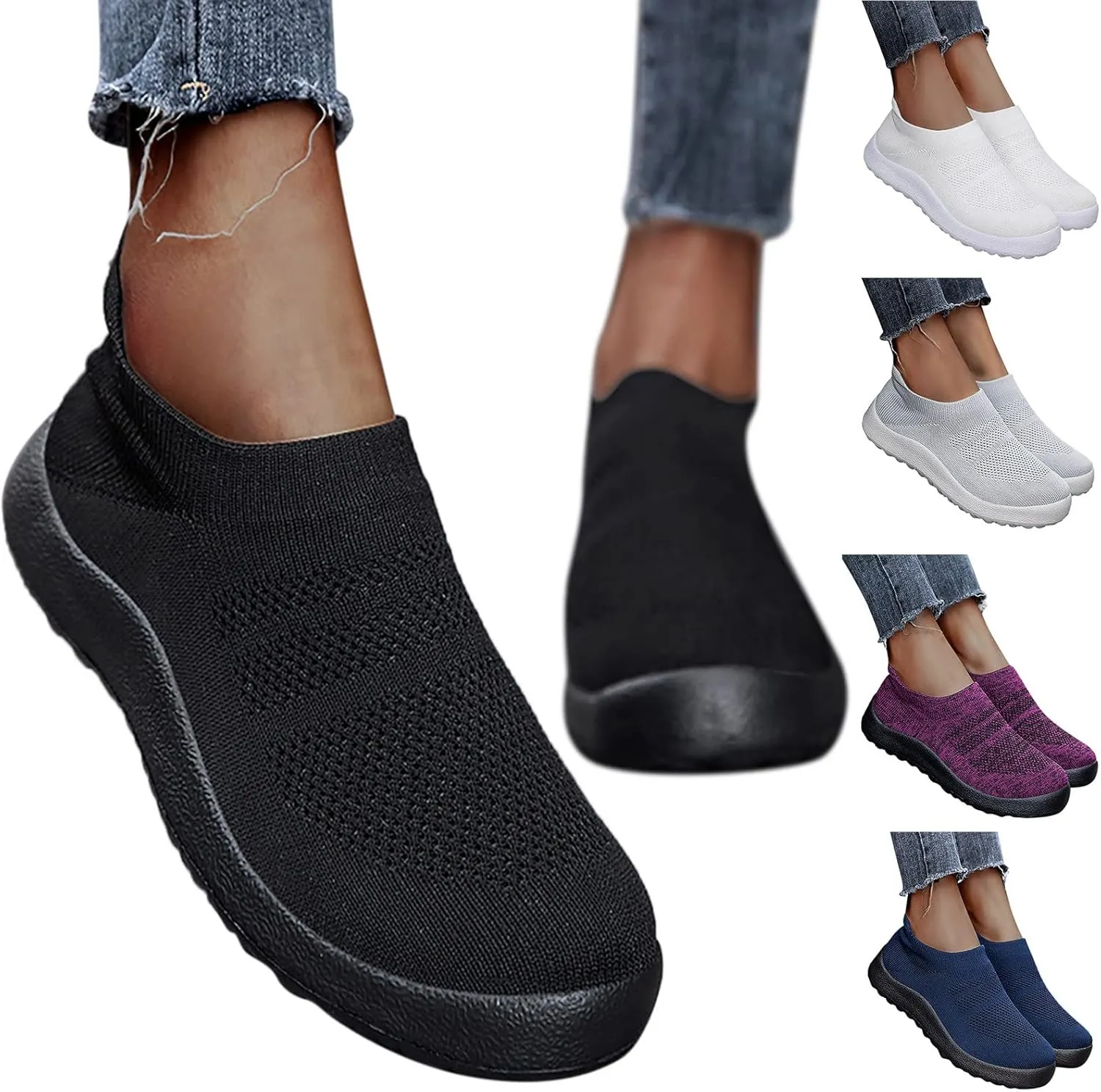 Sneakers for Women Running Shoes Slip On Casual Womens Running Shoes Wide Feet Dress Casual Shoes Platform Sneakers Platform Tennis Shoe White Loafers