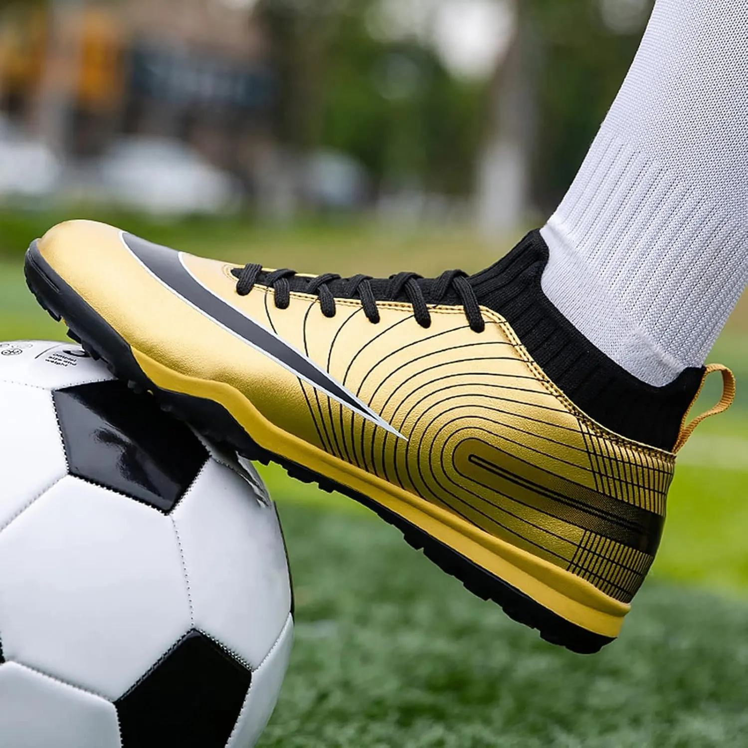 Soccer Cleats Boys,Casual High-top Turf Youth Football Cleats,Comfortable Breathable TF Cleats Kids Football Shoes,Non-Slip,for Outdoor/Athletics