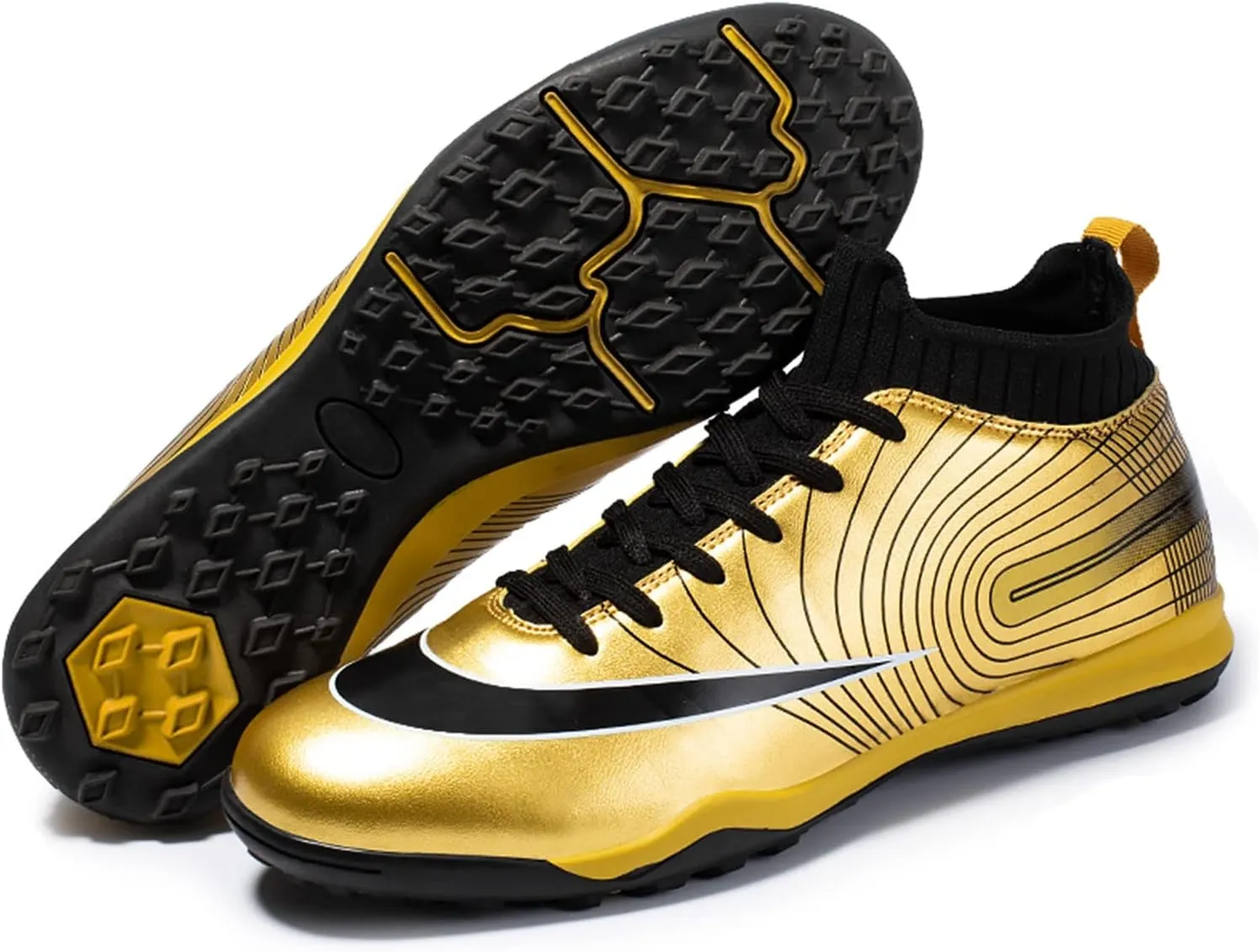 Soccer Cleats Boys,Casual High-top Turf Youth Football Cleats,Comfortable Breathable TF Cleats Kids Football Shoes,Non-Slip,for Outdoor/Athletics