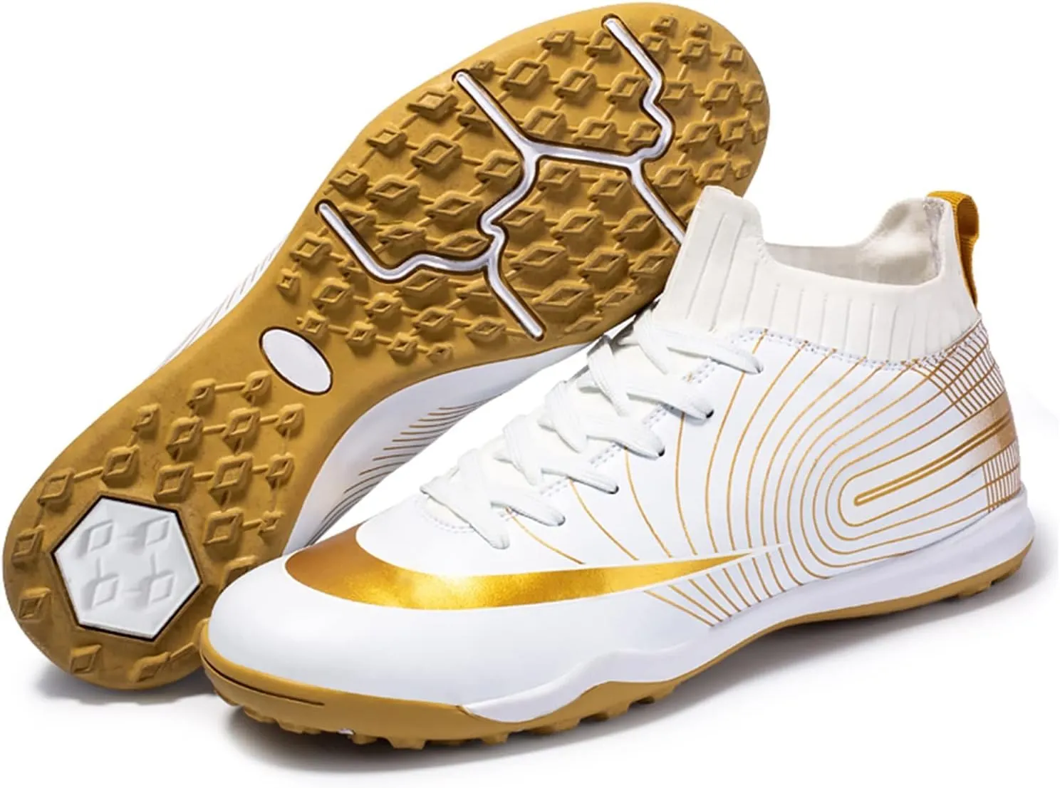Soccer Cleats Boys,Casual High-top Turf Youth Football Cleats,Comfortable Breathable TF Cleats Kids Football Shoes,Non-Slip,for Outdoor/Athletics