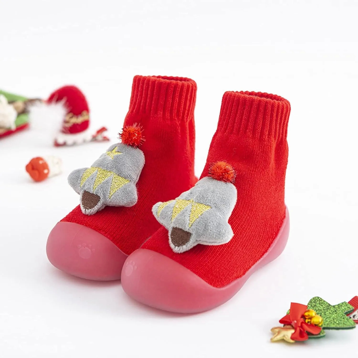 Sock Shoes Toddler,Christmas Infant Baby Boys Girls Cartoon Ears Floor Socks Non Slip Baby Step Shoes Socks Booties
