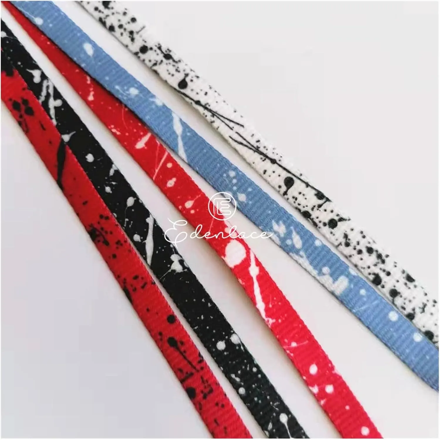 Splatter Flat Shoelaces Printing Speckle Shoelace White Black Ink Dots Graffiti Shoe Lace Red Sky Blue Dots