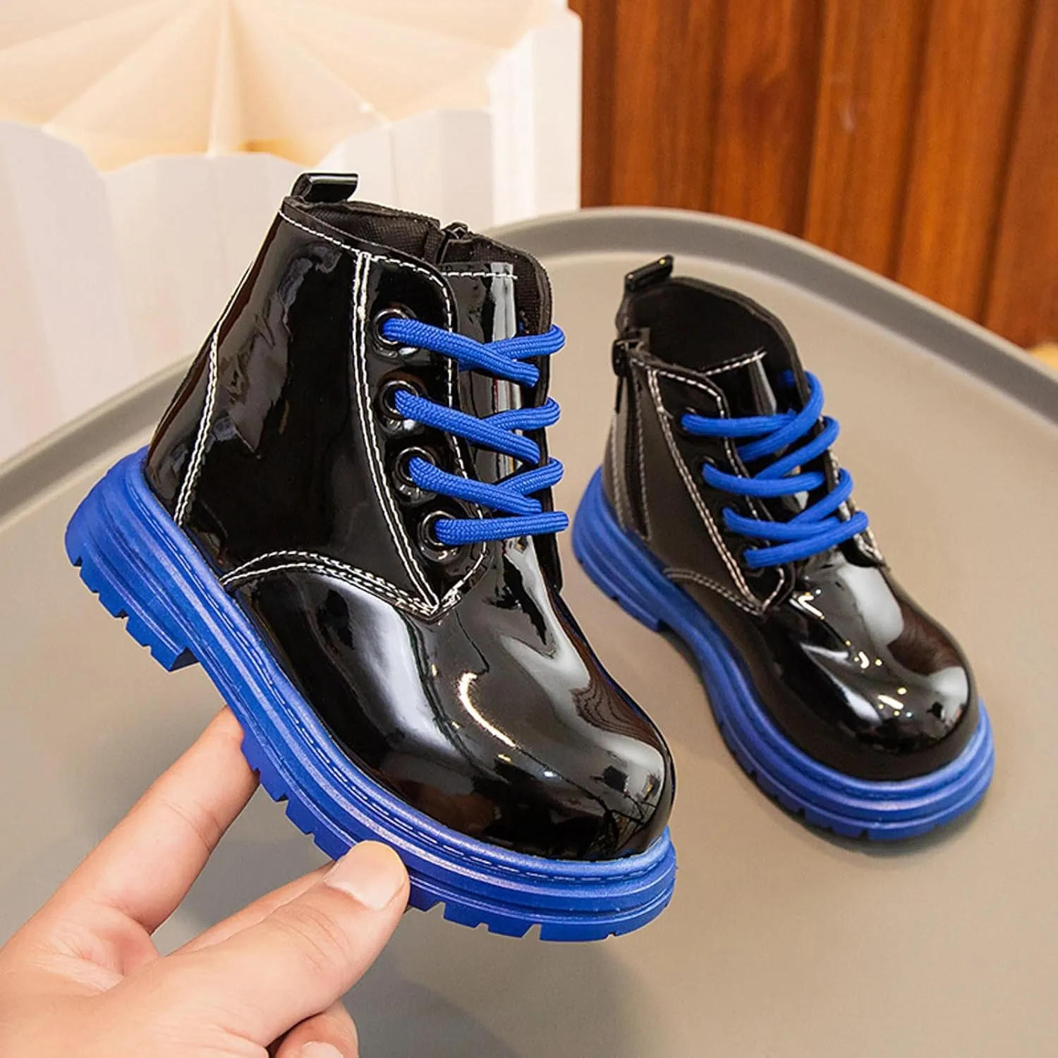 Toddler Boys Girls Boots Chunky Heel Slip on Casual Short Booties Short Winter Snow Boots Anti-Slip Outdoor Shoes