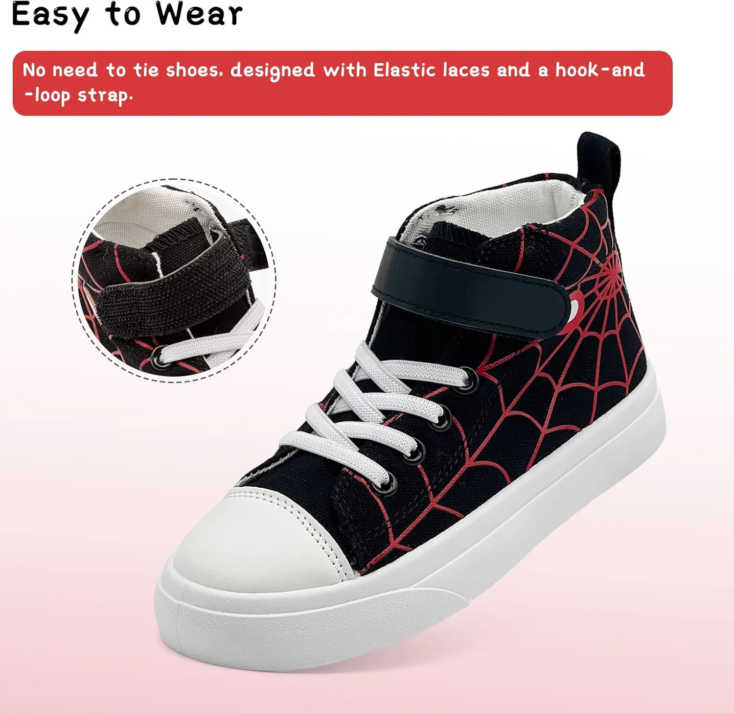 Toddler Boys Girls Shoes Kids High Top Canvas Sneakers Hook and Loops Lightweight Cartoon Casual Sneakers Walking Shoes