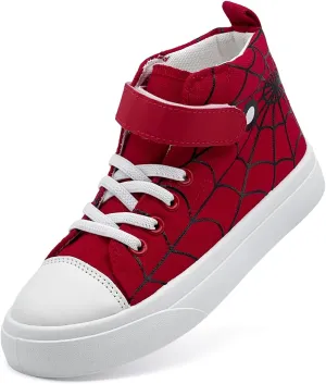Toddler Boys Girls Shoes Kids High Top Canvas Sneakers Hook and Loops Lightweight Cartoon Casual Sneakers Walking Shoes