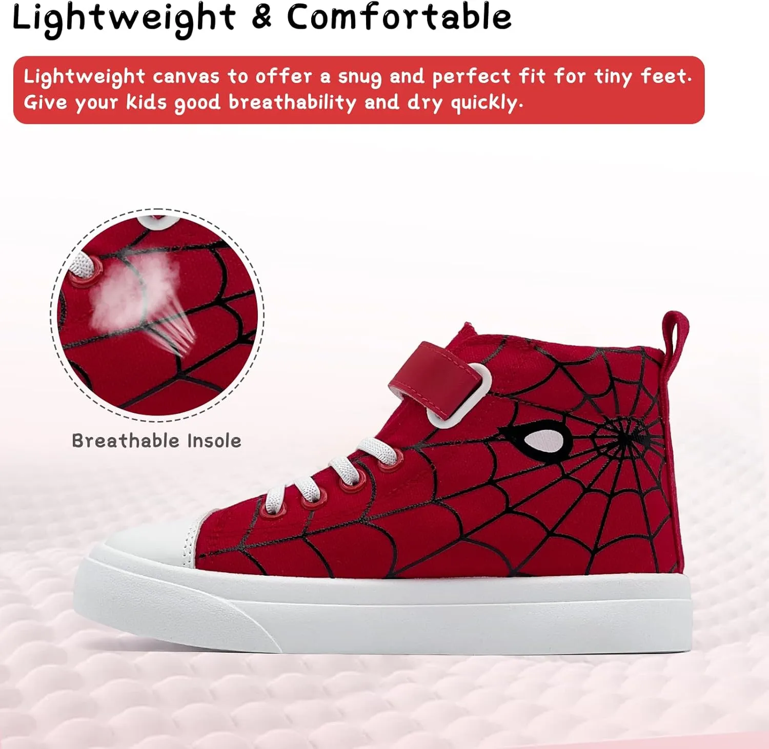 Toddler Boys Girls Shoes Kids High Top Canvas Sneakers Hook and Loops Lightweight Cartoon Casual Sneakers Walking Shoes