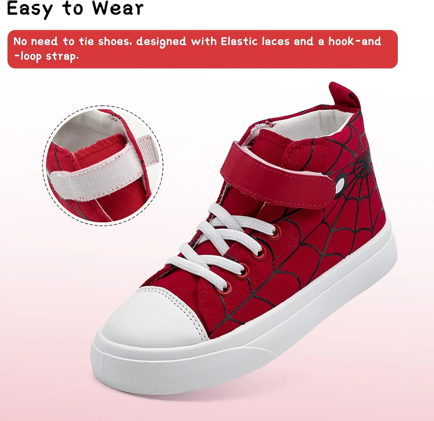 Toddler Boys Girls Shoes Kids High Top Canvas Sneakers Hook and Loops Lightweight Cartoon Casual Sneakers Walking Shoes