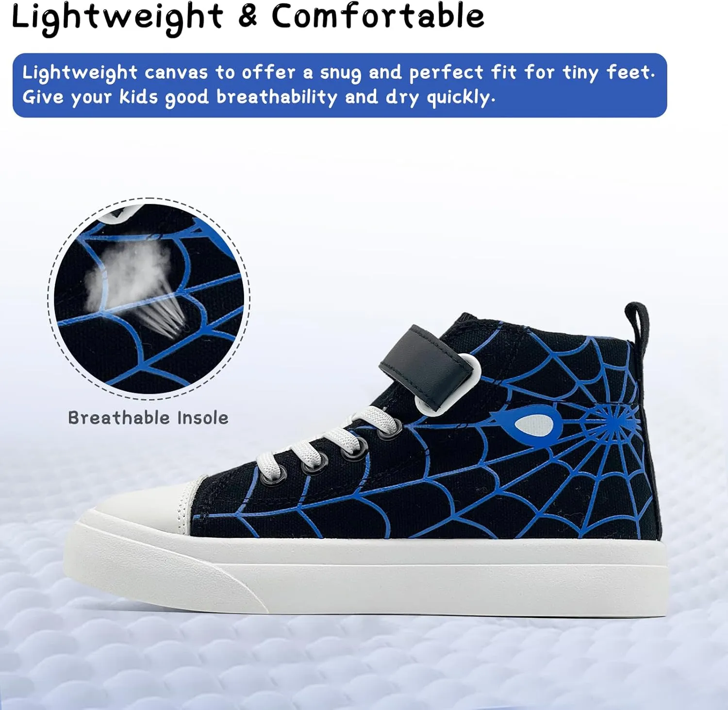 Toddler Boys Girls Shoes Kids High Top Canvas Sneakers Hook and Loops Lightweight Cartoon Casual Sneakers Walking Shoes